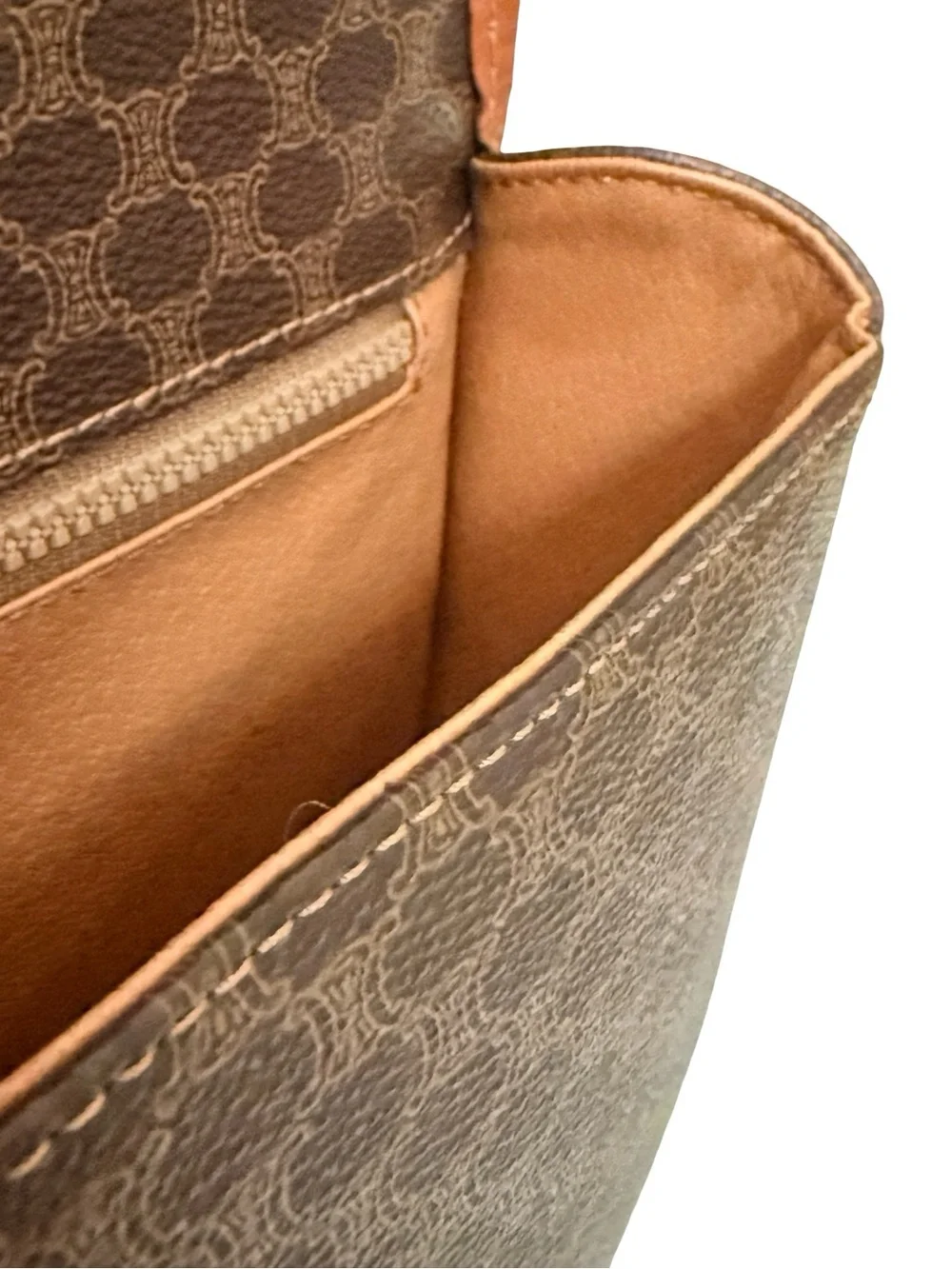 Vintage Celine Macadam Crossbody Brown PVC Leather Shoulder Bag with Back Pocket - Picture 8 of 16